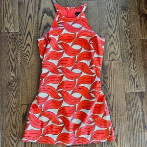 Red Patterned Ann Taylor Retro Short Mini Dress Size 4